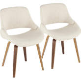 Fabrico Dining Accent Chair in Walnut & Cream Leatherette (Set of 2)